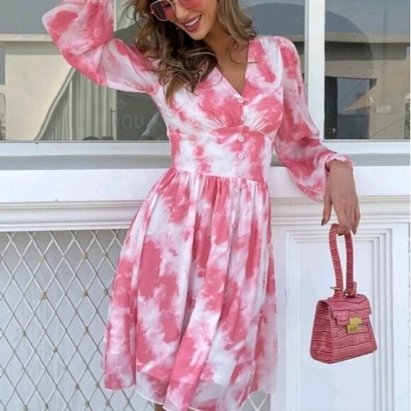 BOHO PINK TIE DYE DRESS - Picture 7 of 11